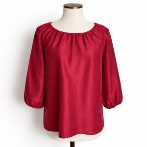 NWT Talbots 100% Silk Rasberry Red Blouse 3/4 Sleeves, XS
